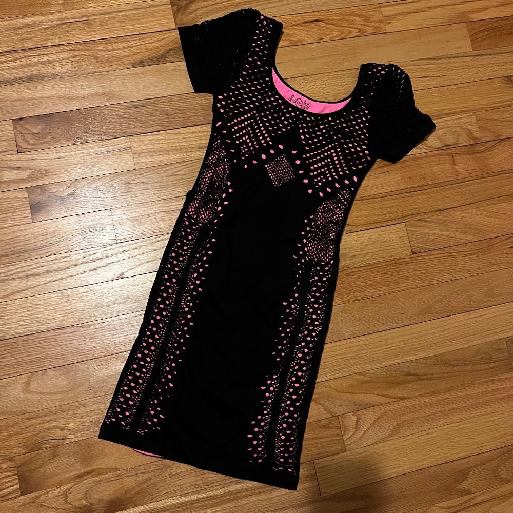 Free People pink and black body con dress